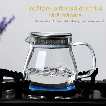 Cană de cafea pour-over, capac din oțel, sticlă borosili cat transparentă, 460 ml