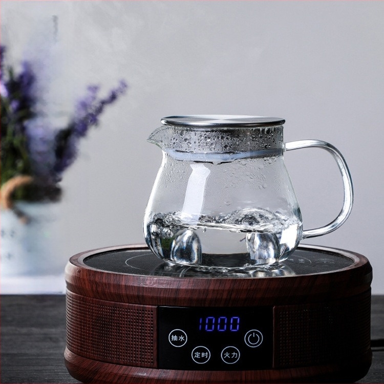 Cană de cafea pour-over, capac din oțel, sticlă borosili cat transparentă, 460 ml