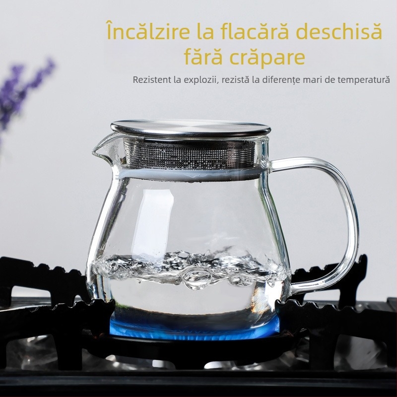 Cană de cafea pour-over, capac din oțel, sticlă borosili cat transparentă, 460 ml