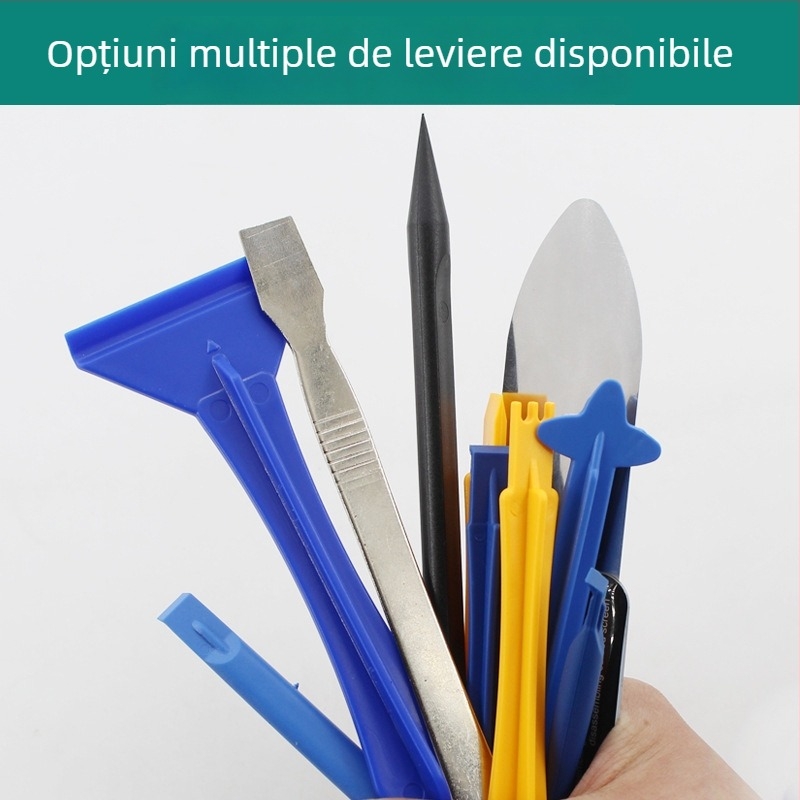 Set de 14 piese pentru reparatii telefoane mobile si tablete — demontare a ecranului, lipire, unelte de deschidere, anti-statice