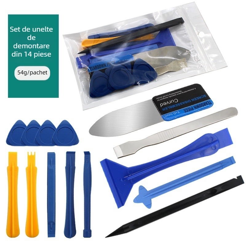 Set de 14 piese pentru reparatii telefoane mobile si tablete — demontare a ecranului, lipire, unelte de deschidere, anti-statice