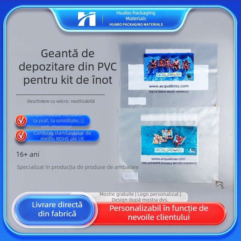 Geantă de depozitare pentru lenjerie și haine de călătorie, EVA/PVC, transparentă sau mată, închidere Velcro, personalizabilă