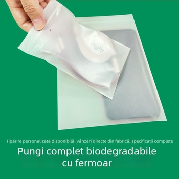 Pungă zip biodegradabilă din film perforat, mată, cu bază auto-susținută, transparentă