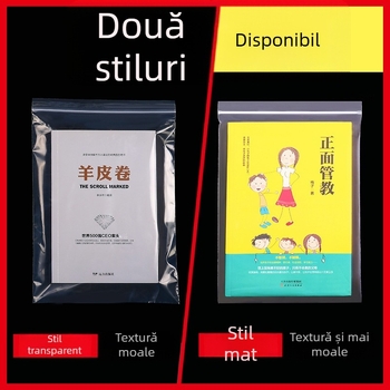 Pungă auto-etanșabilă pentru cărți, transparentă, finisaj mat, protecție împotriva umezelii și prafului