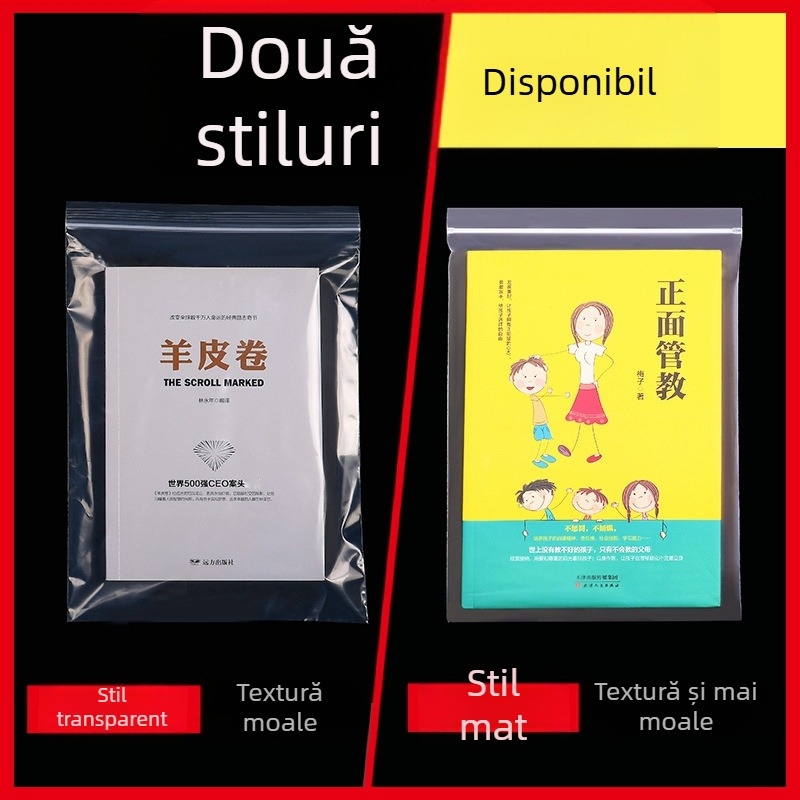 Pungă auto-etanșabilă pentru cărți, transparentă, finisaj mat, protecție împotriva umezelii și prafului