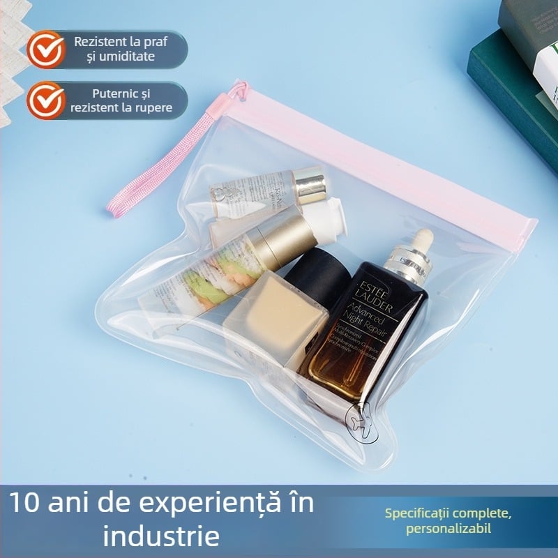 Geantă EVA cu fermoar, transparentă, mată, pentru cosmetice (PVC)