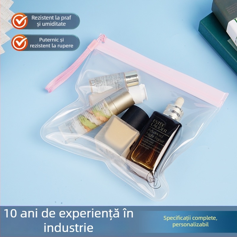 Geantă EVA cu fermoar, transparentă, mată, pentru cosmetice (PVC)