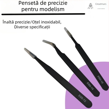 Pensete din oțel inoxidabil, precizie pentru modele Gundam, anti-statice, cu vârfuri drepte și înclinate, pentru decaluri cu apă