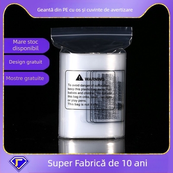 Geantă pentru haine cu text de avertizare, pungă din plastic mata, pungă sigilată cu fermoar