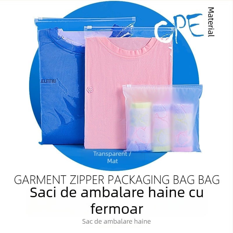 Pungă transparentă cu fermoar pentru haine și șosete, pungă plastică de ambalare pentru îmbrăcăminte și echipament de yoga