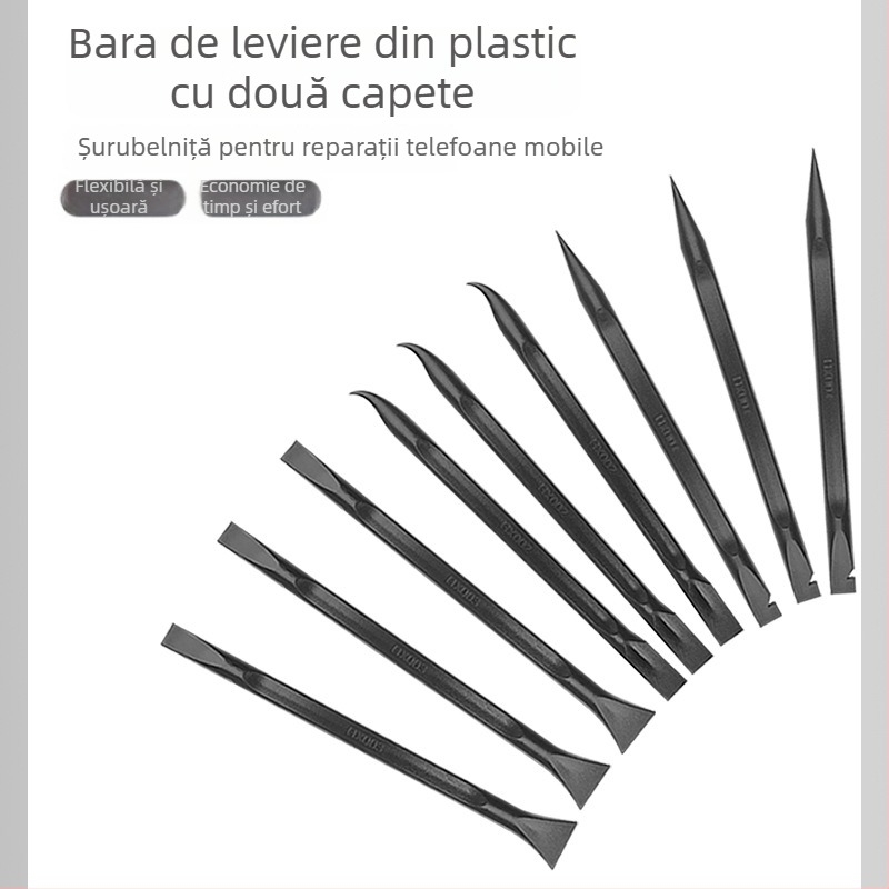 Set de unelte anti-statice din plastic pentru repararea telefoanelor mobile, cu vârf dublu și formă specială, negru, pentru demontarea capacului din spate