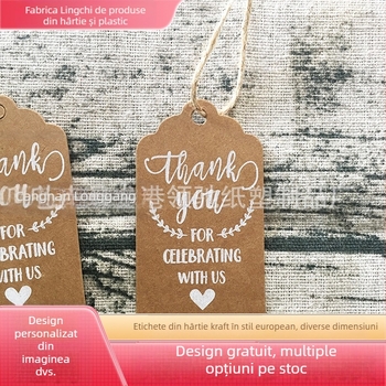 Etichete de nuntă din hârtie Kraft, stil european – etichete „thank you” pentru invitații și decorațiuni pentru cadouri