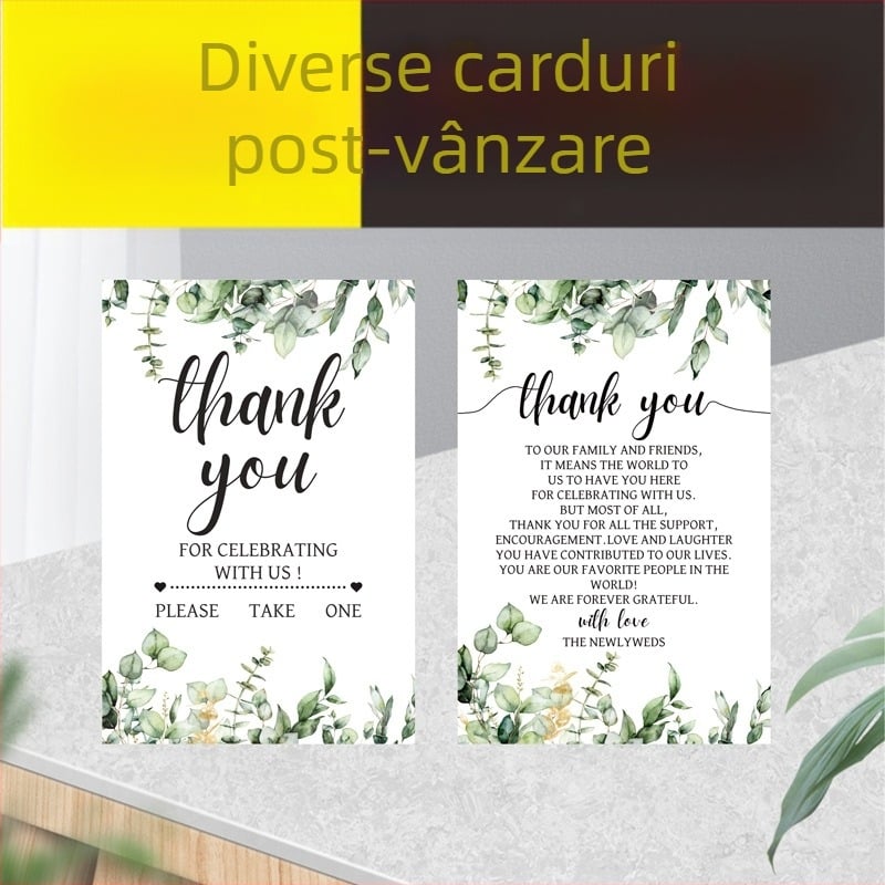 Cărți de evaluare și service post-vânzare, carduri în limba engleză, etichete de agățat goale și etichete pliabile