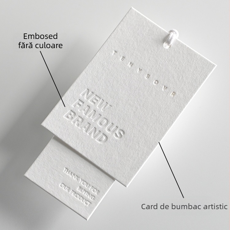 Etichete pentru haine de înaltă calitate, etichete cu logo pe hârtie din bumbac, cu embossing
