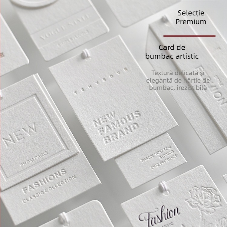 Etichete pentru haine de înaltă calitate, etichete cu logo pe hârtie din bumbac, cu embossing
