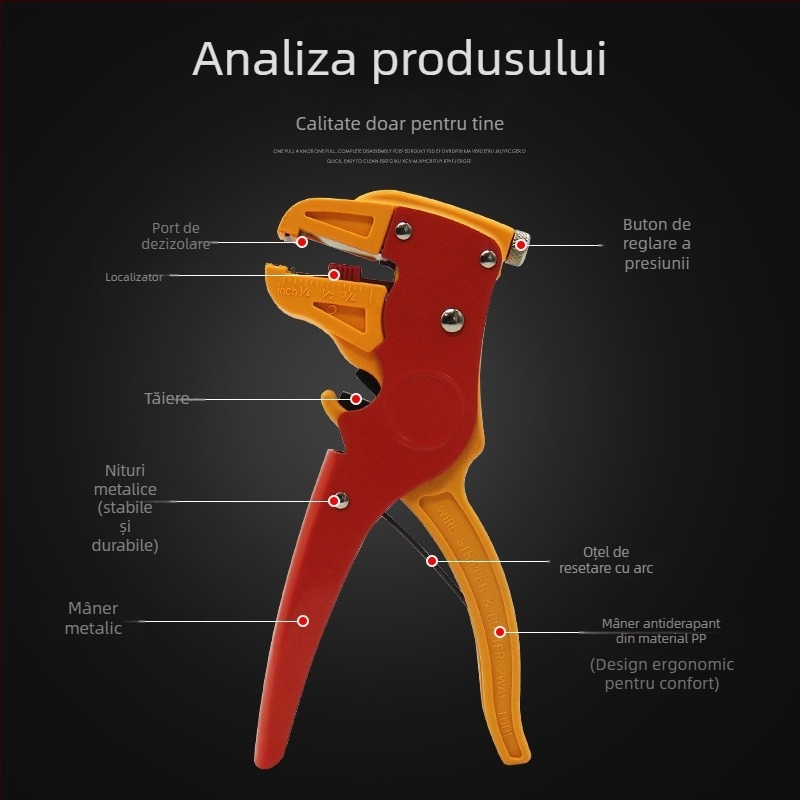 Clește anti-static cu cioc de rață pentru dezizolarea și tăierea cablurilor