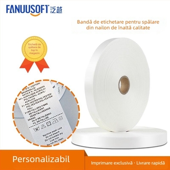 Etichetă de spălare din nylon, rolă albă, etichetă goală pentru haine, 30 mm × 200 m