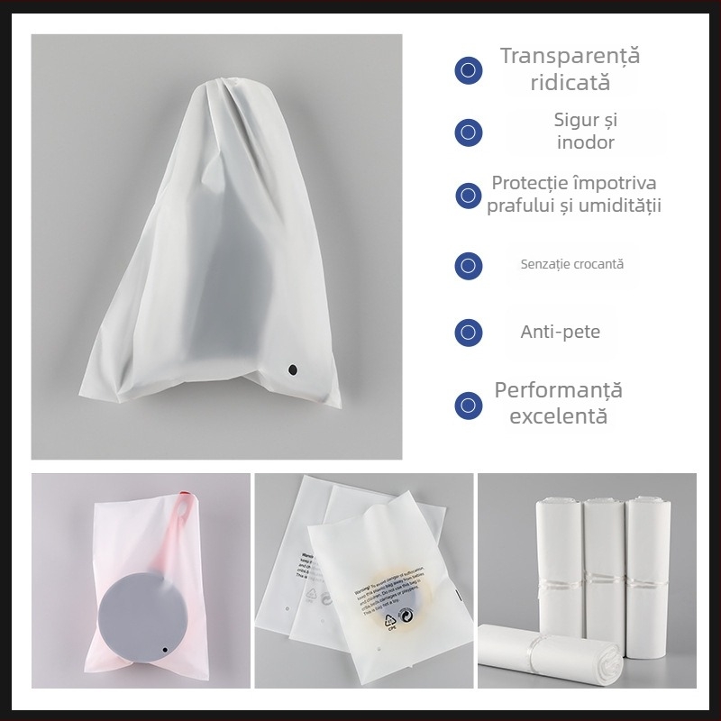 Pungă din plastic CPE mată, semi-EVA, pentru accesorii electronice, transparentă, închidere automată, 40x50
