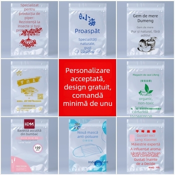 Pungă autoînchisă, cu finisaj mat și transparentă, cu bază plată, pentru ambalarea ceaiurilor cu flori, fructelor uscate și nucilor