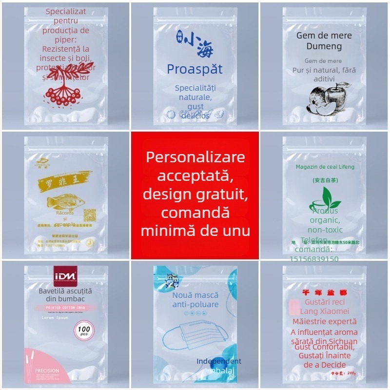 Pungă autoînchisă, cu finisaj mat și transparentă, cu bază plată, pentru ambalarea ceaiurilor cu flori, fructelor uscate și nucilor