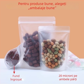 Pungă sigilabilă mată, cu bază stabilă, pentru ceai cu aromă de fructe și gustări, ambalaj alimentar transparent, gros