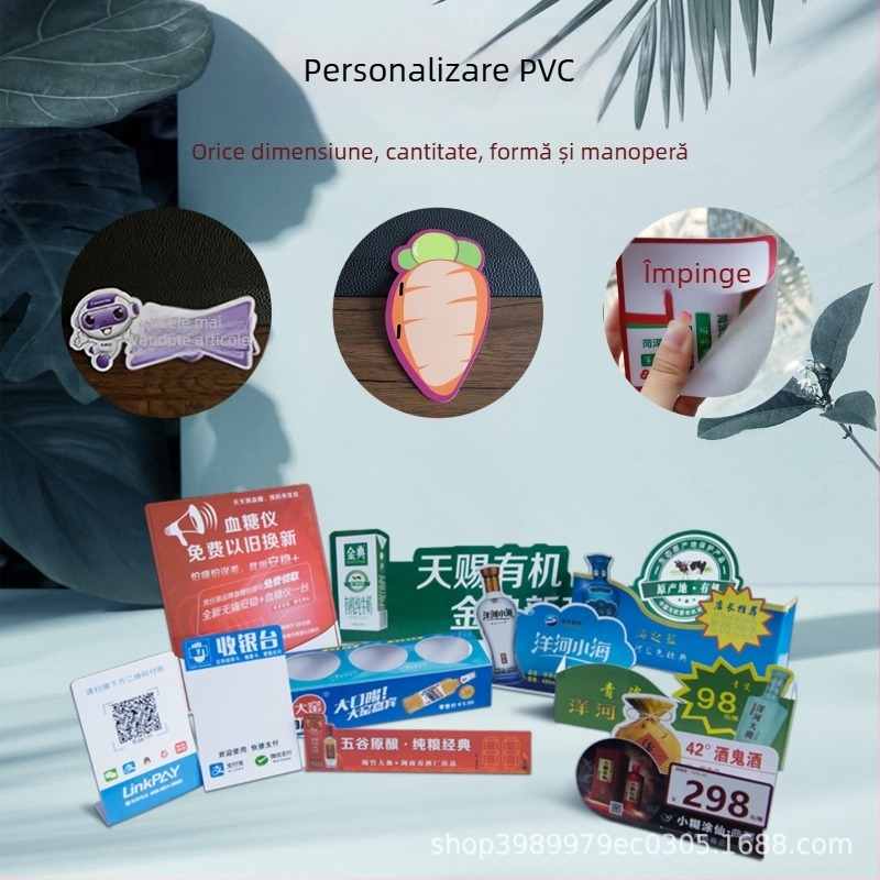 Carduri PVC personalizate de formă specială, foi plastice cu imprimare UV, spate adeziv, etichete pentru uși de agățat, imprimare pe cutii transparente PVC