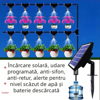 Sistem de irigații automată alimentat cu panou solar, cu temporizator, cap de aspersor și control inteligent