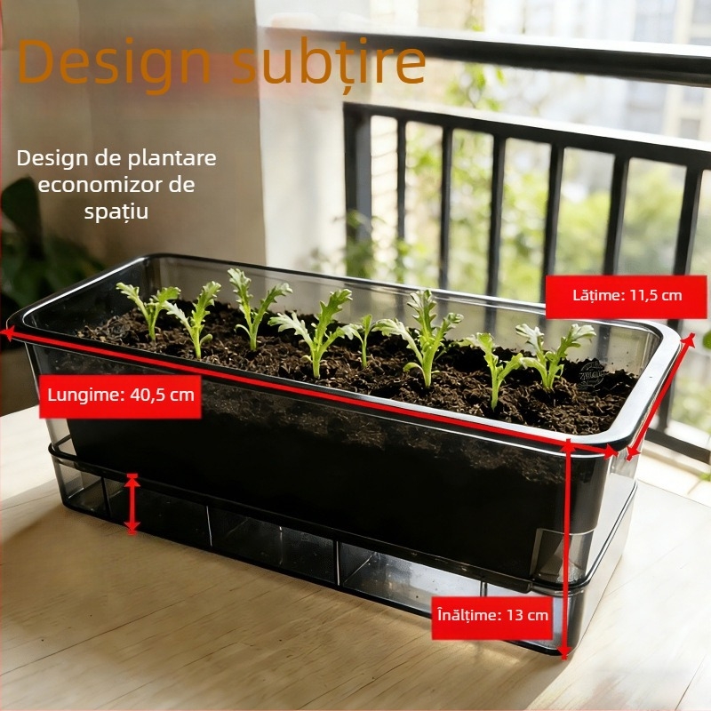 Ghiveci de legume pentru balcon, vas dreptunghiular din plastic, pentru interior, suspensie