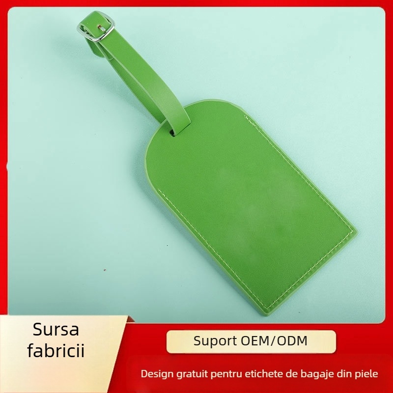 Etichetă de bagaj din piele PU, pentru călătorii, anti-pierdere, anti-spionaj, stil business, design simplu, cu șnur