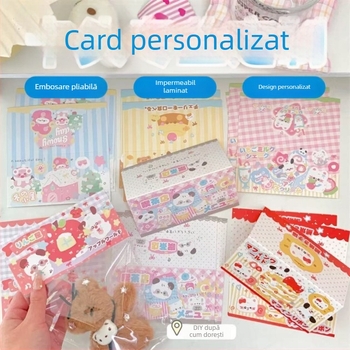 Suport de card pliabil, cu formă specială, etichete atașabile, bijuterii la comandă, card de mulțumire, imprimare pe reversul cardului