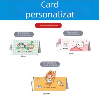 Suport de card pliabil, cu formă specială, etichete atașabile, bijuterii la comandă, card de mulțumire, imprimare pe reversul cardului