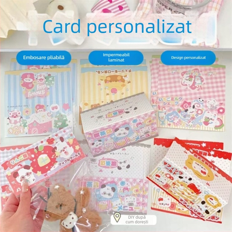 Suport de card pliabil, cu formă specială, etichete atașabile, bijuterii la comandă, card de mulțumire, imprimare pe reversul cardului