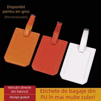 Etichetă de bagaj din piele PU cu logo imprimat, multicoloră, model m6584