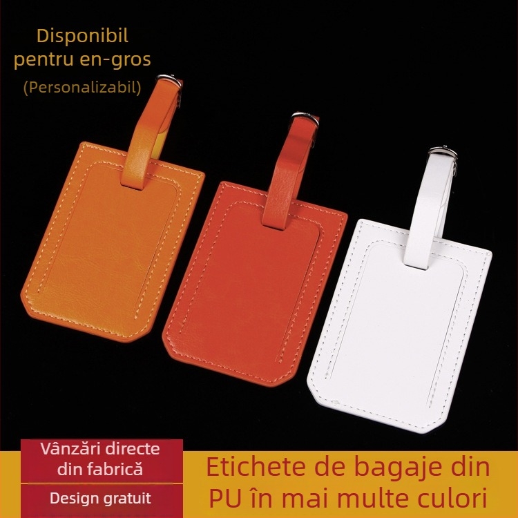 Etichetă de bagaj din piele PU cu logo imprimat, multicoloră, model m6584