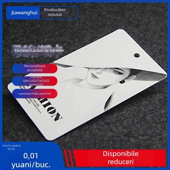 Etichetă de ambalaj din carton gros, imprimare color personalizată, design pliabil și gaură pentru agățare
