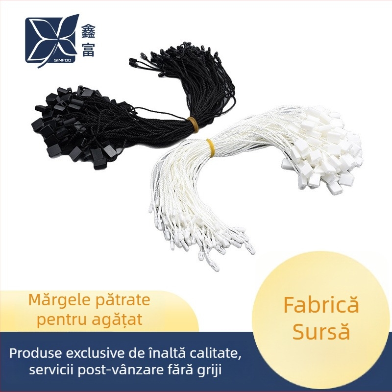 Perle agățate în formă de glonț, 20 cm, mărgele mari pătrate multifuncționale pentru etichete, șir universal pentru etichete de haine, pantofi și accesorii