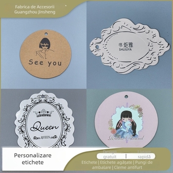 Etichete de agățat personalizate pentru îmbrăcăminte, etichete pentru lenjerie și bijuterii, etichete cu formă specială pentru haine de femei, bărbați și copii
