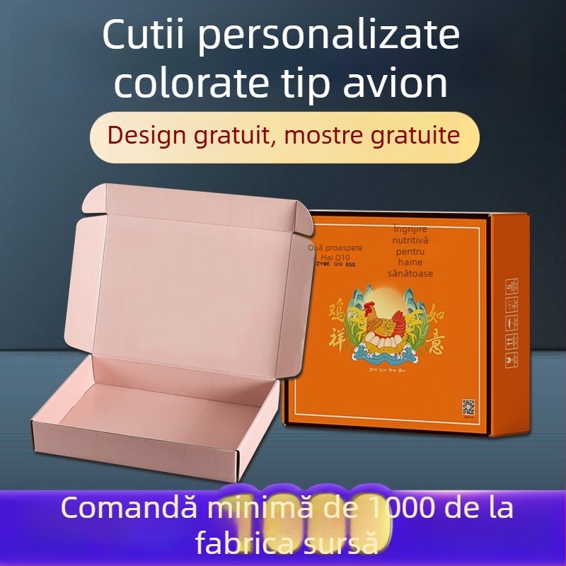 Cutie de ambalaj colorată, imprimare dublă pe ambele fețe, în formă de avion, pentru haine și lenjerie, întărită și cu dimensiuni mai mari