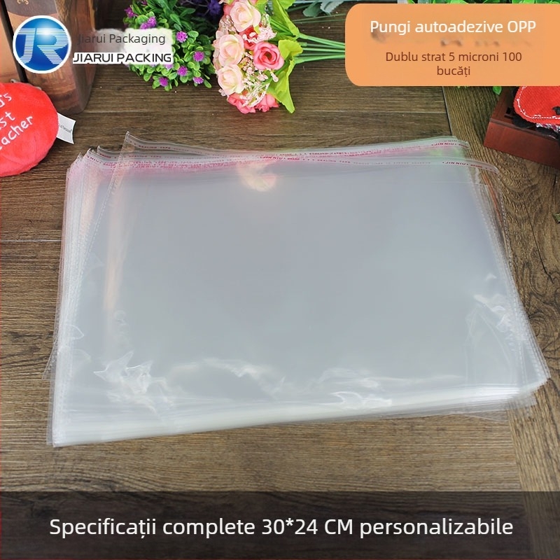 Pungi transparente OPP pentru ambalare, 30×24 cm, deschidere orizontală, pungi autoadezive pentru sutiene, 100 de bucăți, în stoc