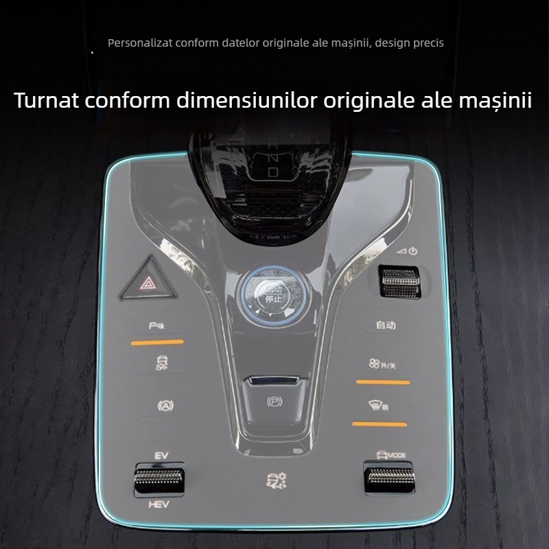 Pad siliconic pentru consola centrală și butoanele de schimbător BYD Qin Plus; protecție împotriva prafului și alunecării.