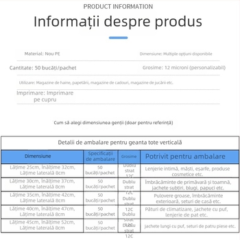 Geantă tote din plastic pentru îmbrăcăminte și ambalare cadouri