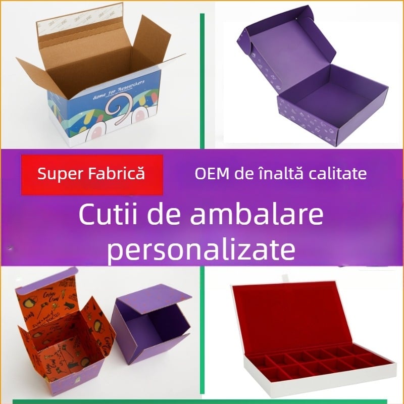 Cutie de ambalaj personalizată în culori pentru lenjerie și haine, cutie T2 din carton ondulat kraft, imprimare cu logo