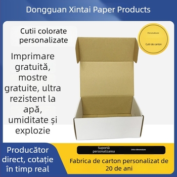 Cutie personalizată de tip avion pentru haine și lenjerie, carton kraft alb, cutie din carton ondulat alb, imprimare