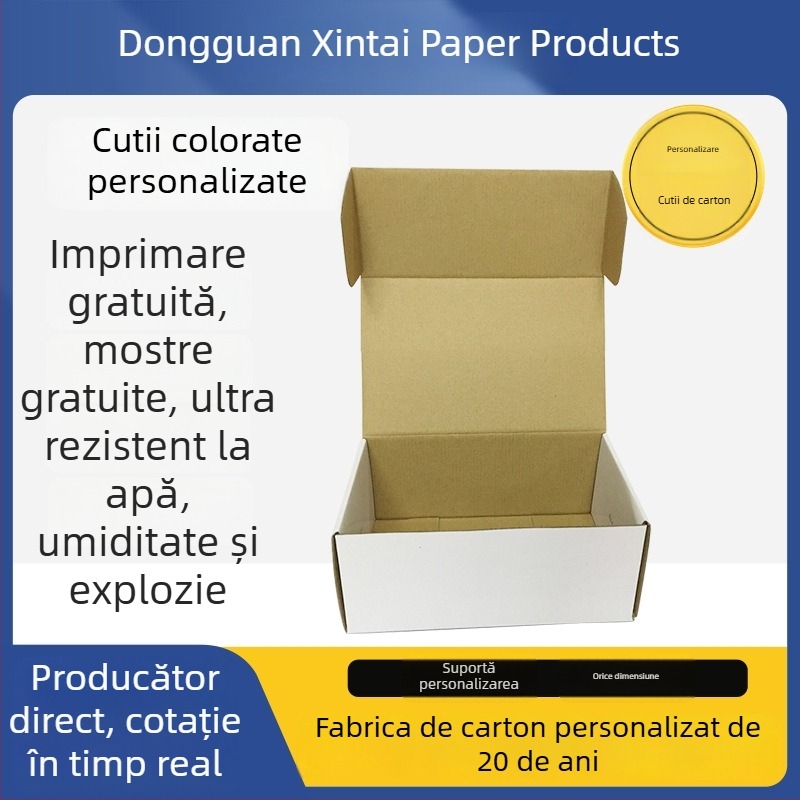 Cutie personalizată de tip avion pentru haine și lenjerie, carton kraft alb, cutie din carton ondulat alb, imprimare