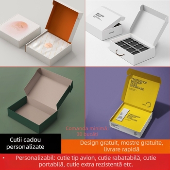 Cutie de ambalaj din carton ondulat personalizată pentru haine și lenjerie, rezistentă la șocuri și la comprimare, stil cutie avion, lot mic