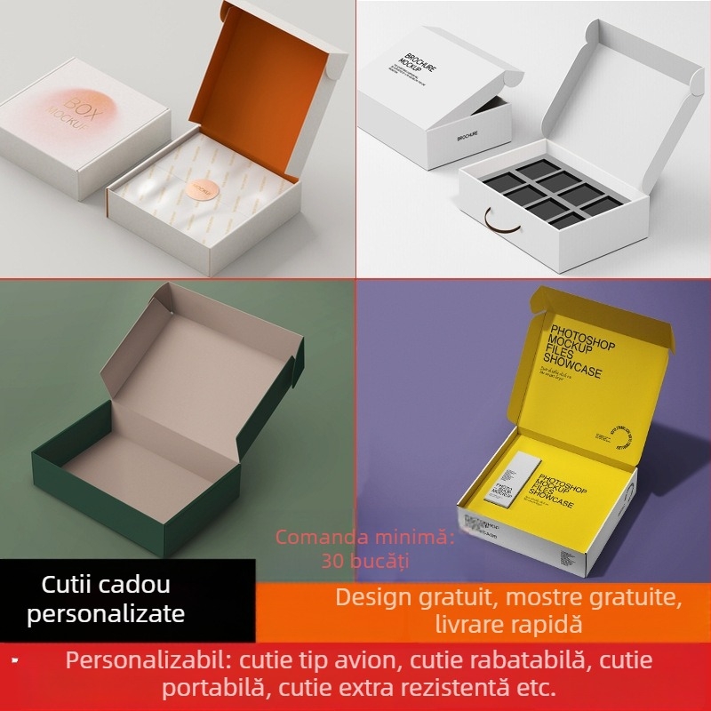Cutie de ambalaj din carton ondulat personalizată pentru haine și lenjerie, rezistentă la șocuri și la comprimare, stil cutie avion, lot mic