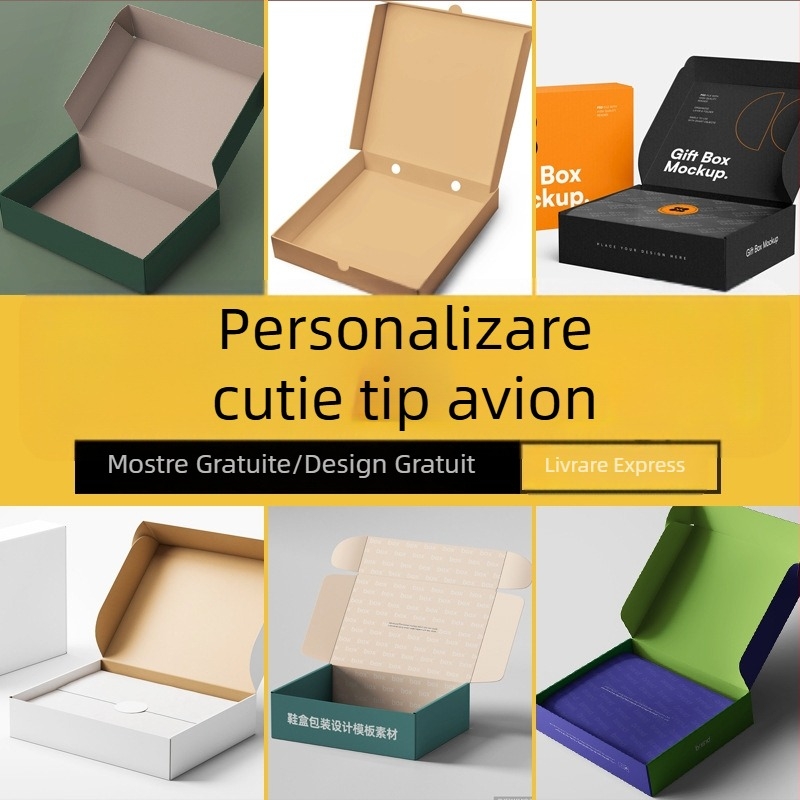 Cutie de ambalaj din carton ondulat personalizată pentru haine și lenjerie, rezistentă la șocuri și la comprimare, stil cutie avion, lot mic