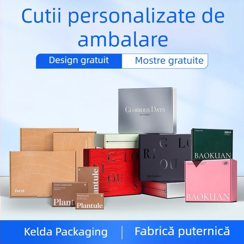 Cutie personalizată de ambalaj cadouri - cutie din carton ondulat color pentru haine și lenjerie, capac de deschidere cu ruptură, închidere cu fermoar, cutie de ceai