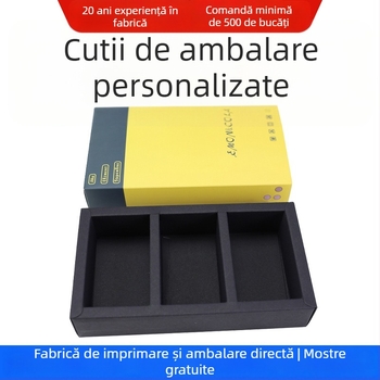 Ambalaje personalizate cu sertare pentru lenjerie și șosete, cutie albă din carton, relief, UV, ștampilare argintie