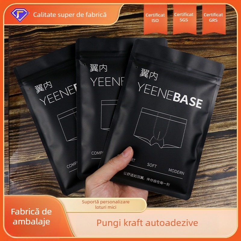 Pungi de ambalare pentru lenjerie intimă din hârtie Kraft, cu închidere auto-etanșă, pentru lenjerie masculină și feminină
